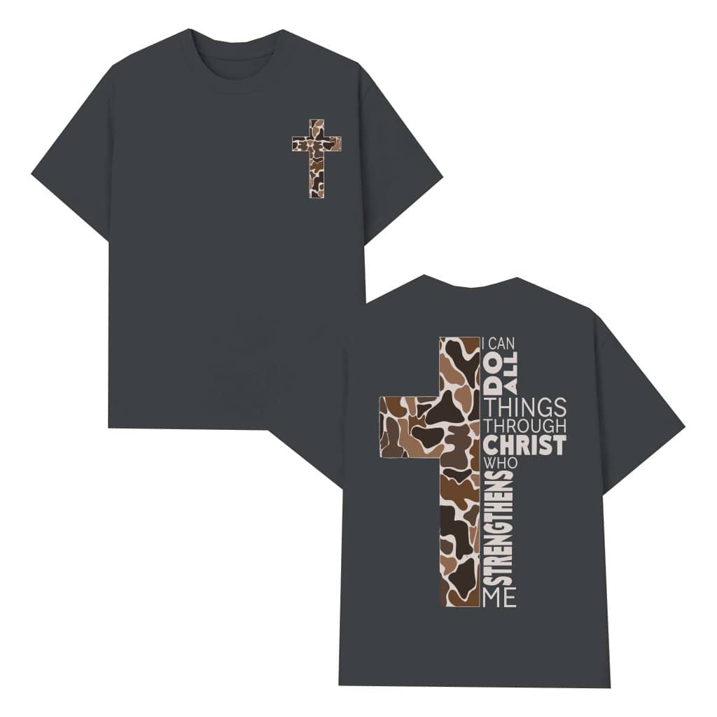 Christian Camo Cross T-shirt – Hunting Gift for Men Bible Verse