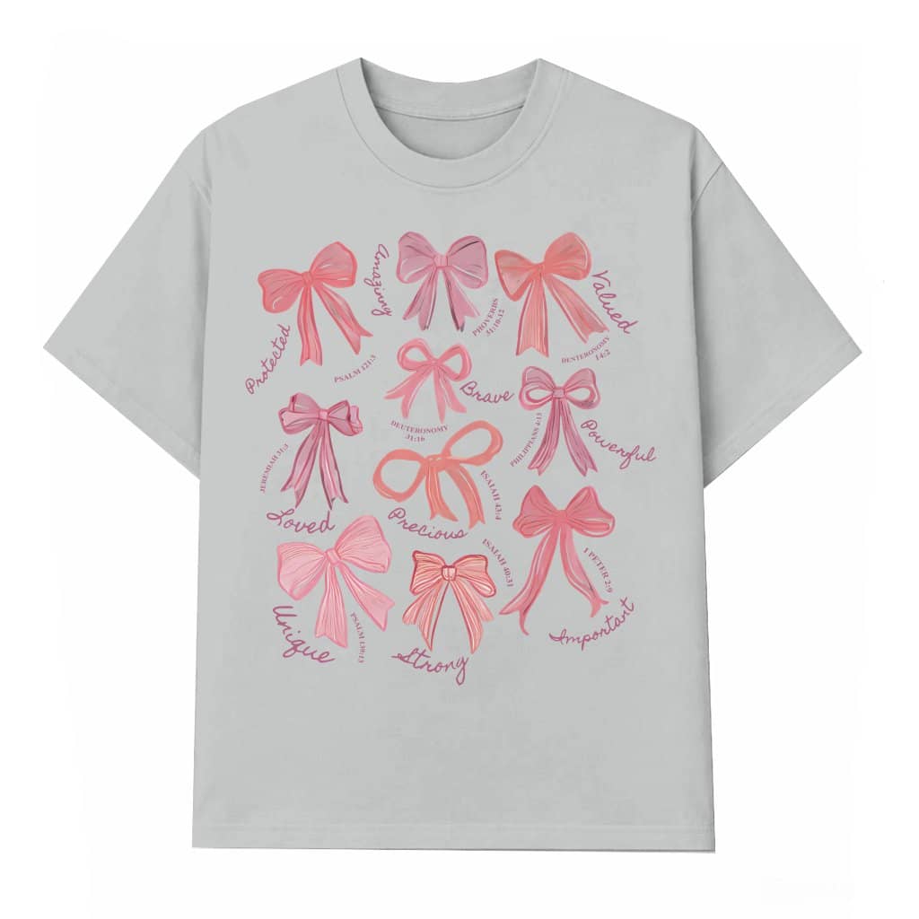 Coquette Bow Christian T-shirt – Valentine's Gift for Women Trendy