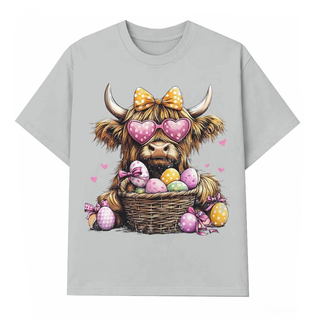Trendy Highland Cow Jesus T-Shirt – Easter Day Gift for Christians