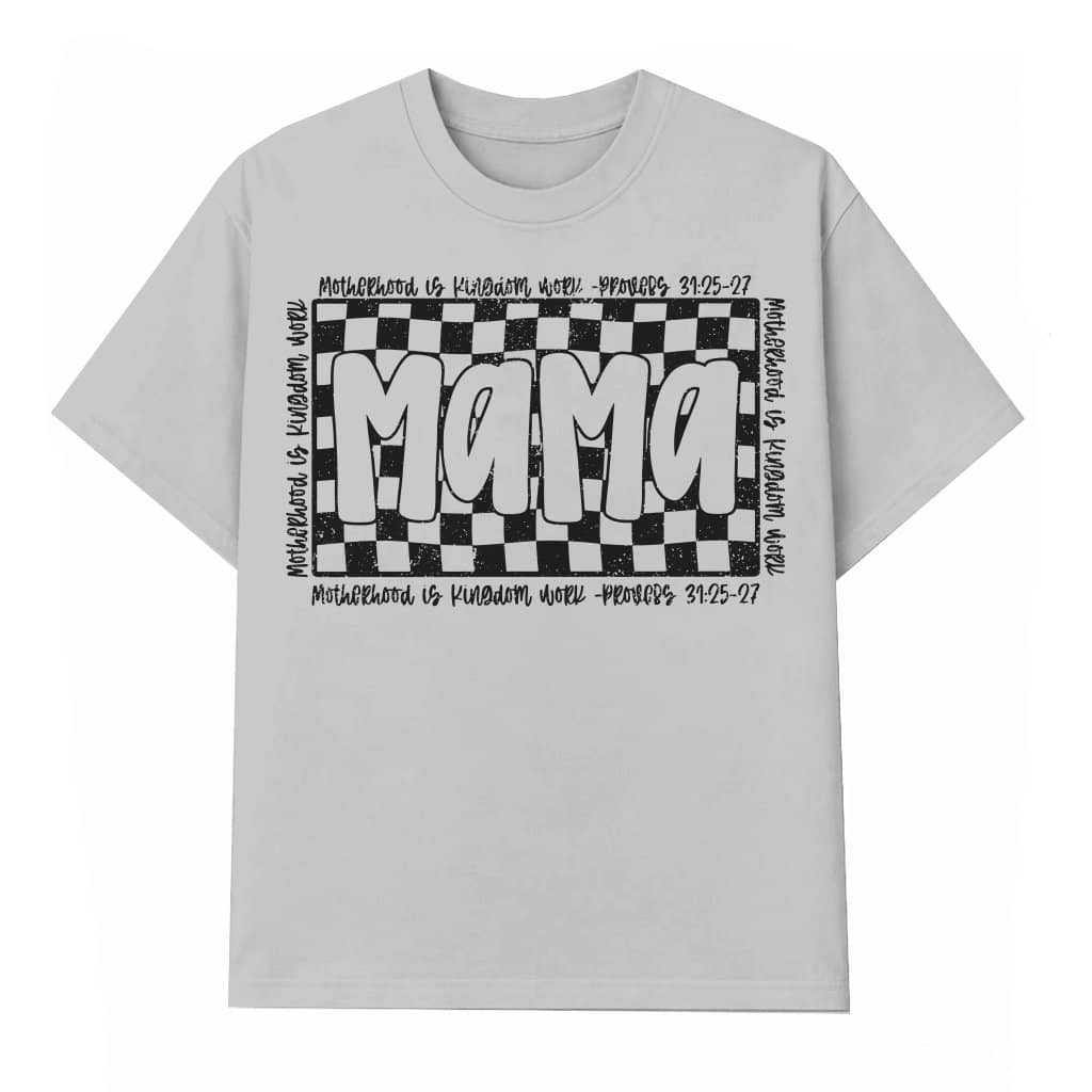 Christian Motherhood is Kingdom Work T-shirt – Mother's Day Gift for Mom Retro Checkered