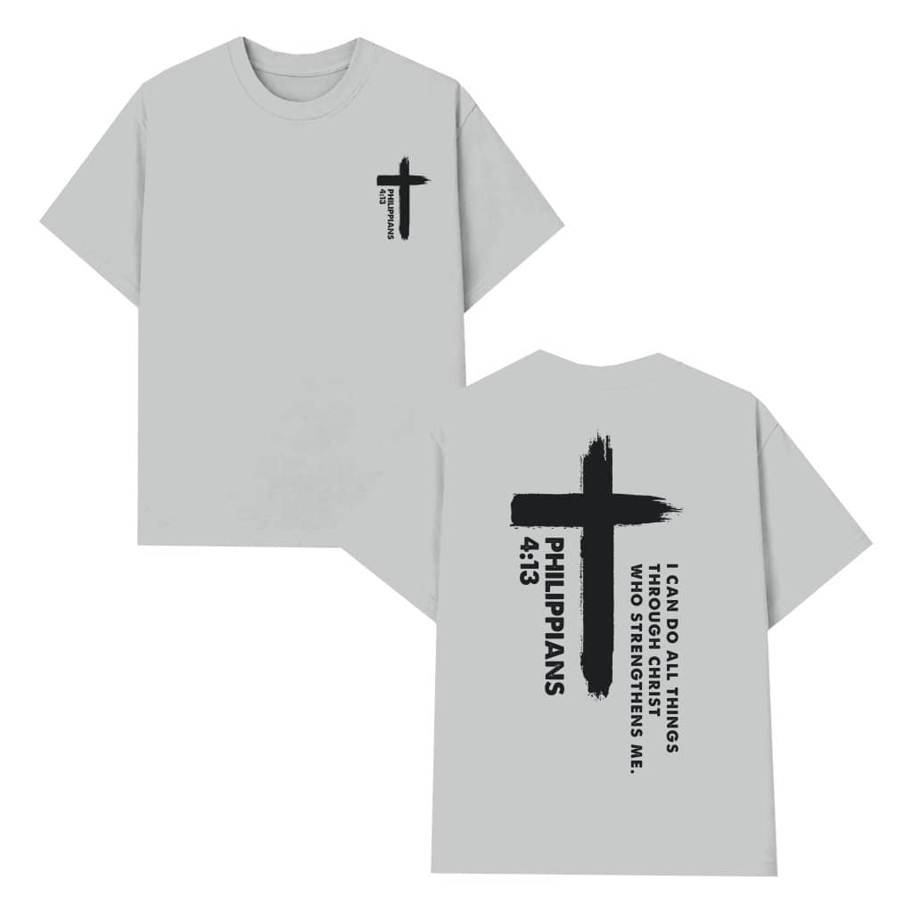 Philippians 4:13 Faith Cross T-shirt – Christian Inspirational Gift