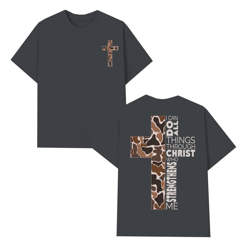 I Can Do All Things Through Christ T-shirt – Christian Gift Camo Bible Verse