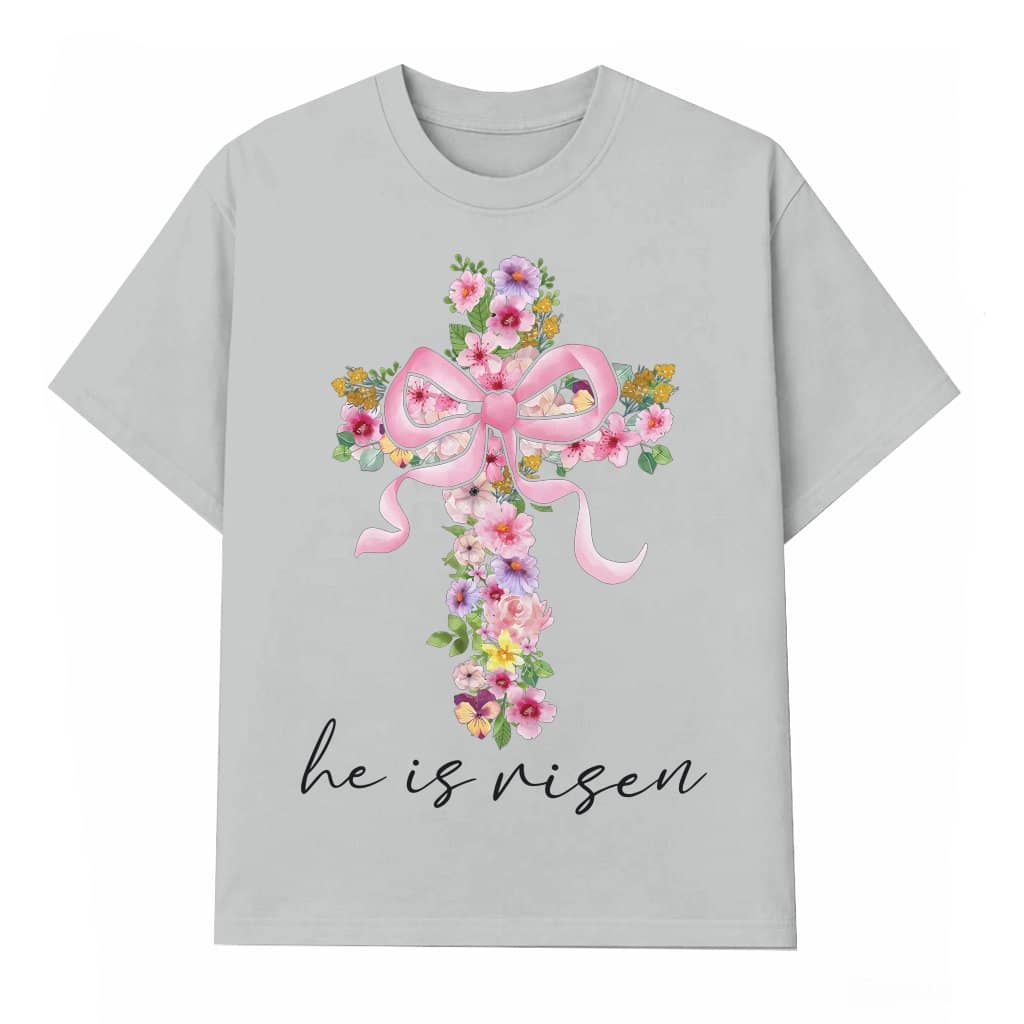 He is Risen Floral Cross T-shirt – Easter Christian Gift