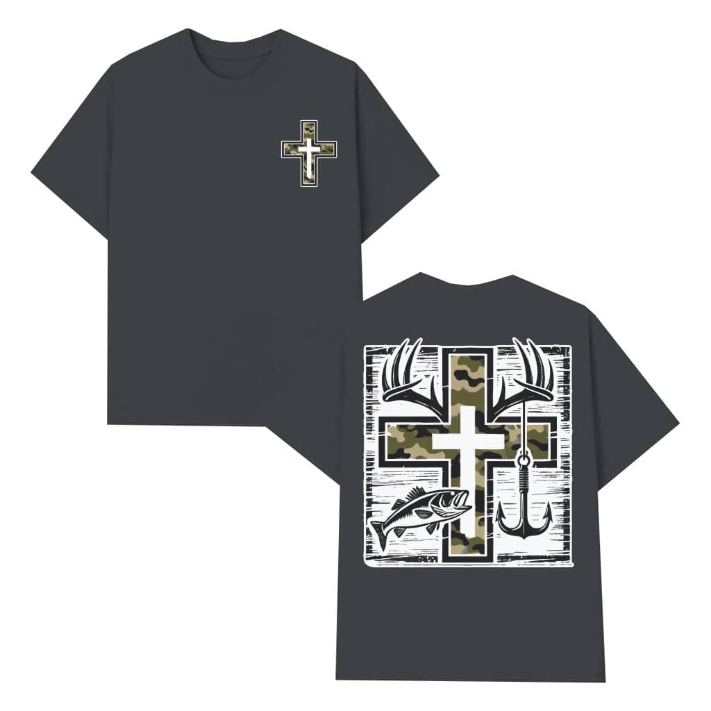 Camo Cross T-shirt – Gift for Christian Hunters Fishermen