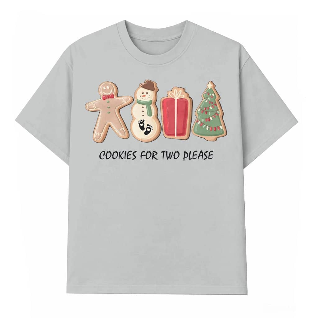 Pregnancy Reveal Christmas T-shirt – Christmas Cookies for Two Please Gift for Expecting Parents Funny
