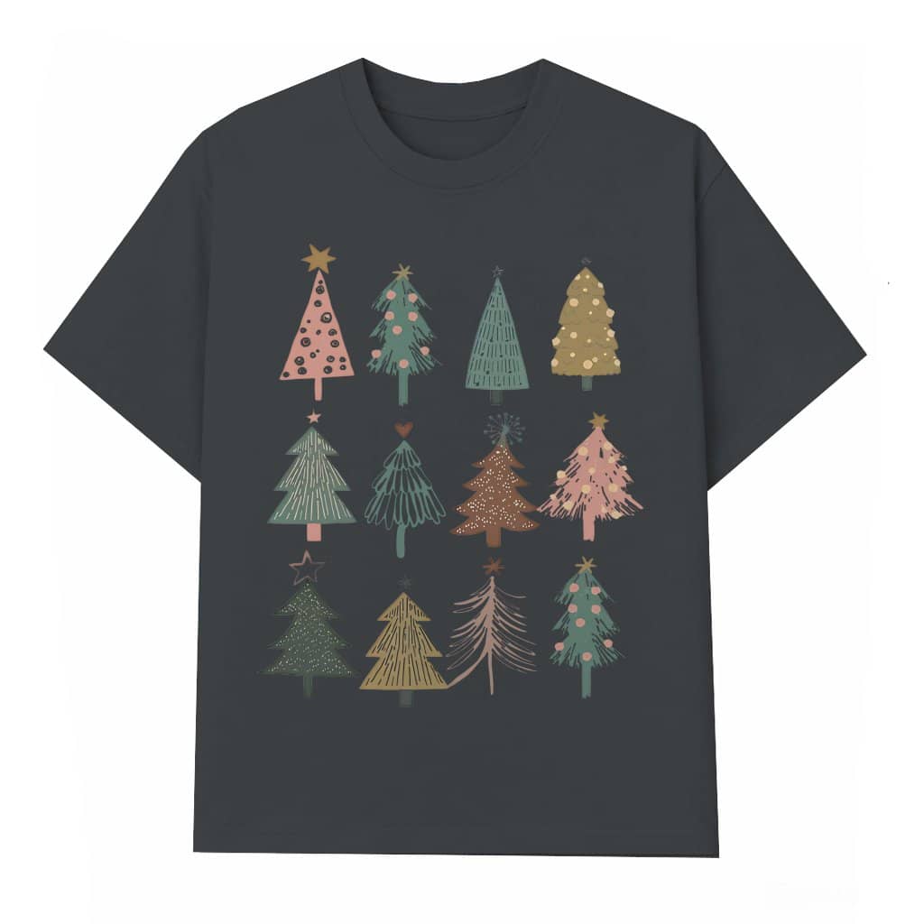Boho Christmas Trees T-shirt – Christmas Gift for Women Trendy