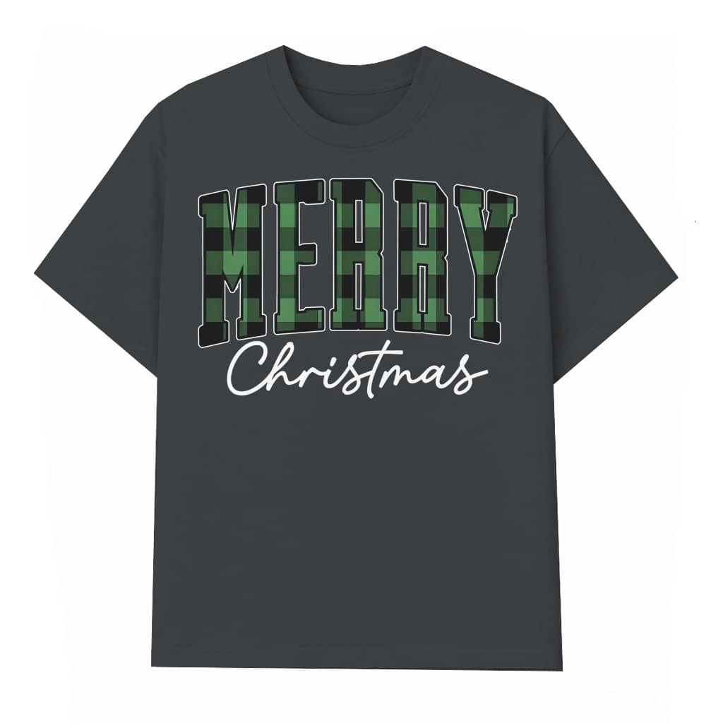 Cute Buffalo Plaid Merry T-shirt – Christmas Gift for Women