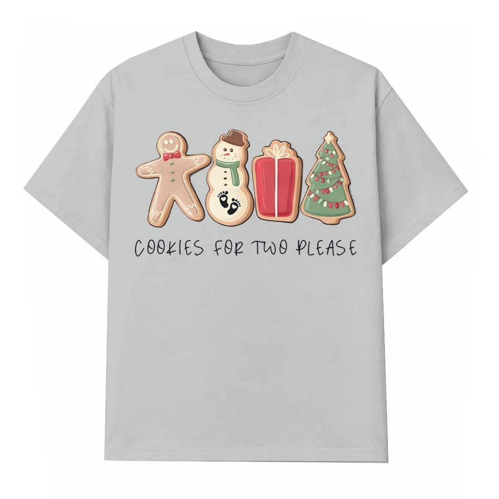 Christmas Cookies For Two T-shirt – Christmas Pregnancy Announcement Gift for Expecting Mom Cute