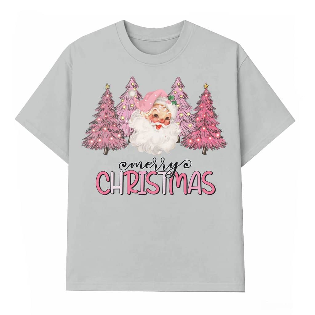 Merry Santa Coffee T-shirt – Christmas Gift for Women Pink Funny