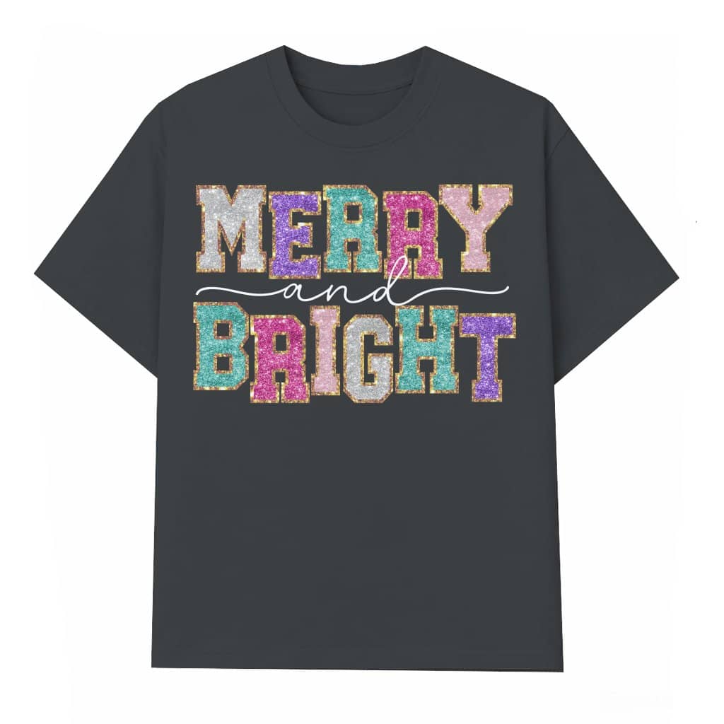 Merry and Bright T-shirt – Christmas Gift Fun Festive Holiday