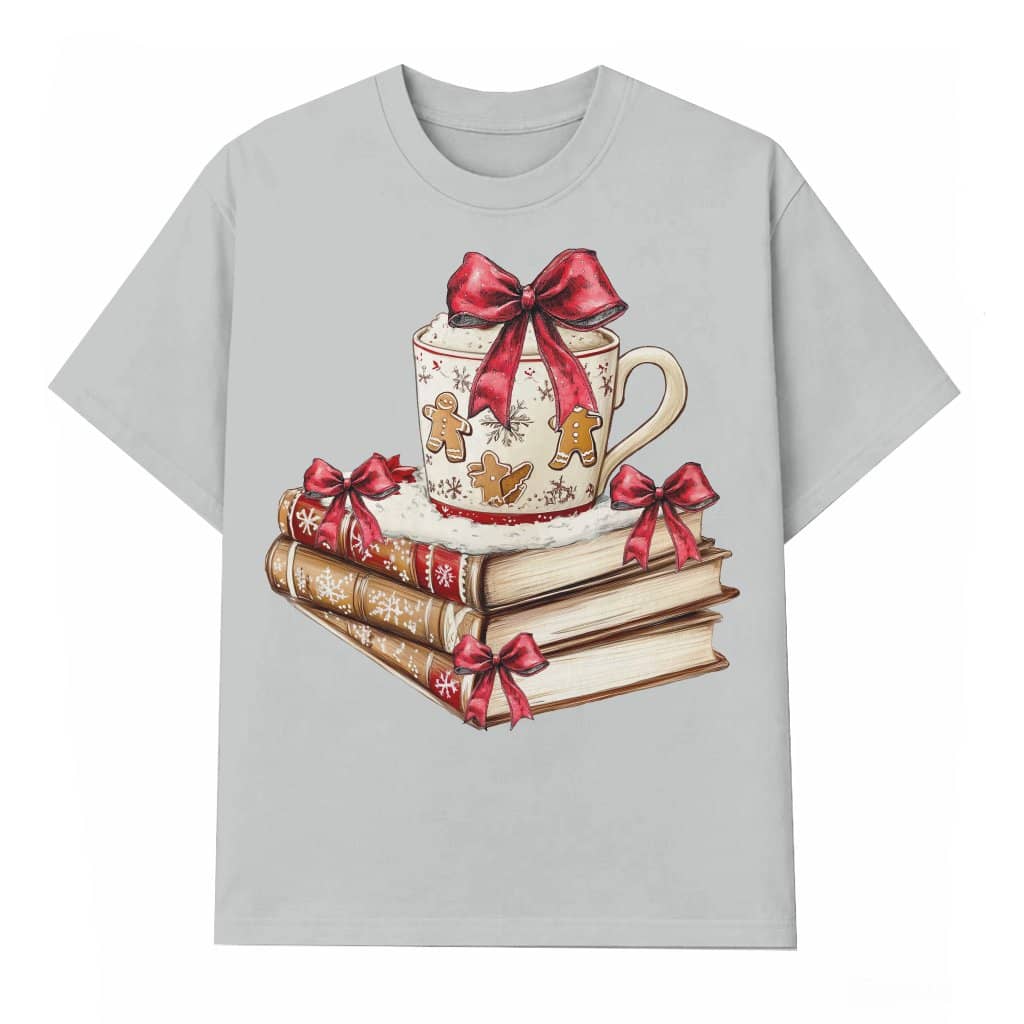 Funny All Booked for Christmas Wash Tee – Christmas Teacher Gift for Book Lovers