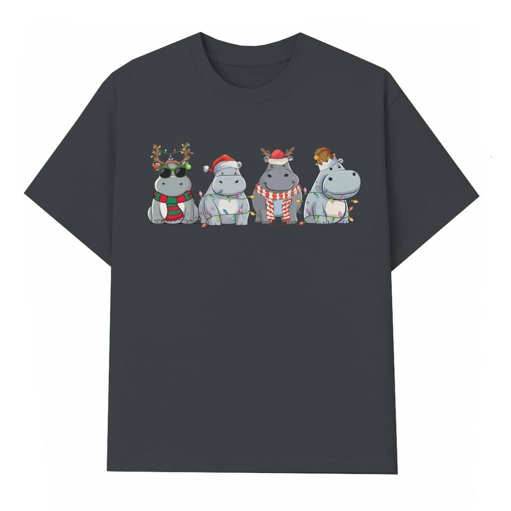 Retro Hippopotamus T-shirt – Christmas Gift for Women Festive