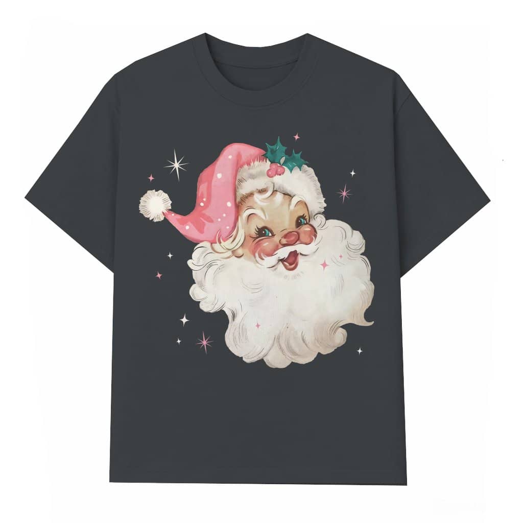 Retro Pink Santa T-shirt – Christmas Gift Vintage