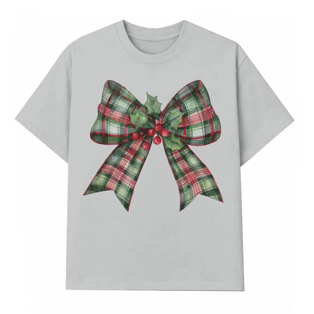 Coquette Christmas Bow T-shirt – Christmas Gift for Women Trendy