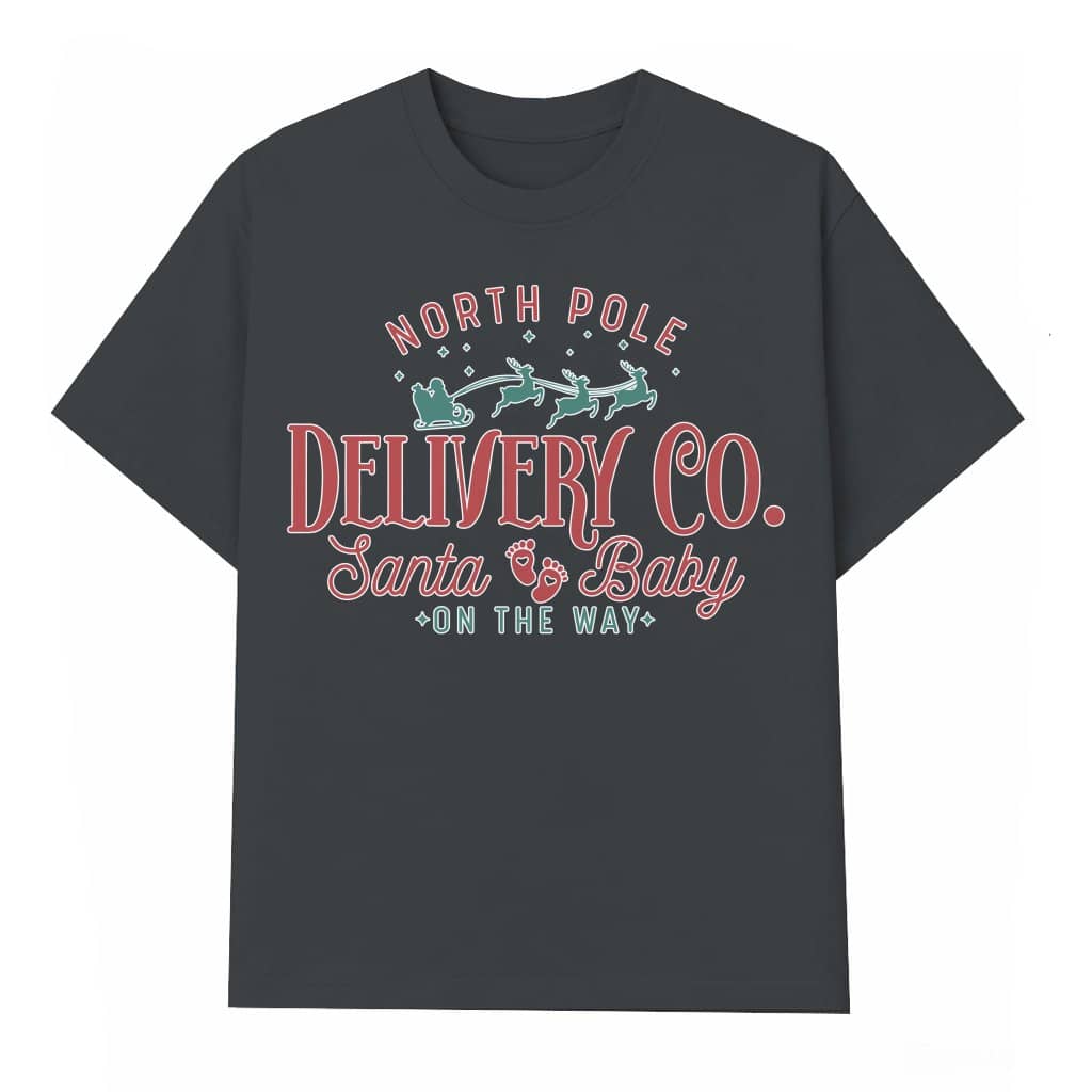 Santa Baby T-shirt – Christmas Pregnancy Announcement Gift for Expecting Parents