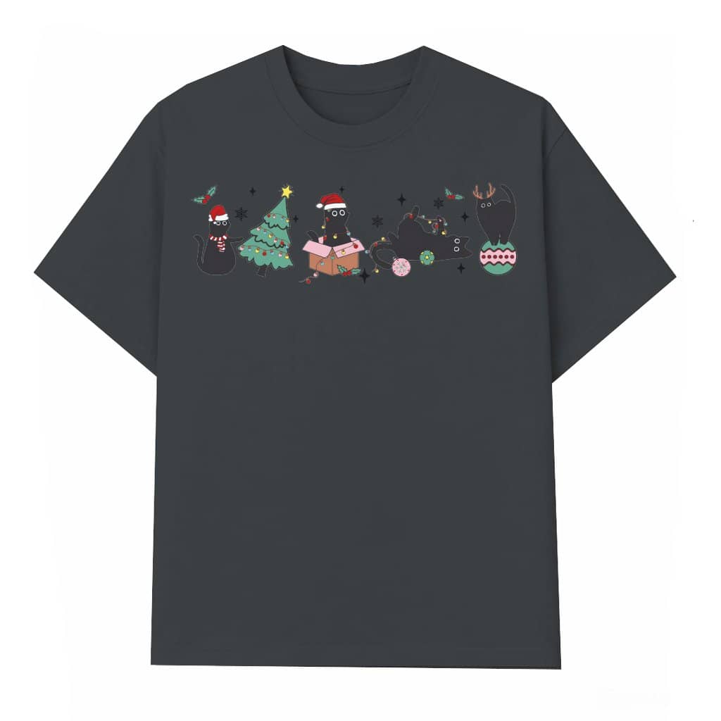 Funny Cute Black Cat T-shirt – Christmas Gift for Cat Lovers