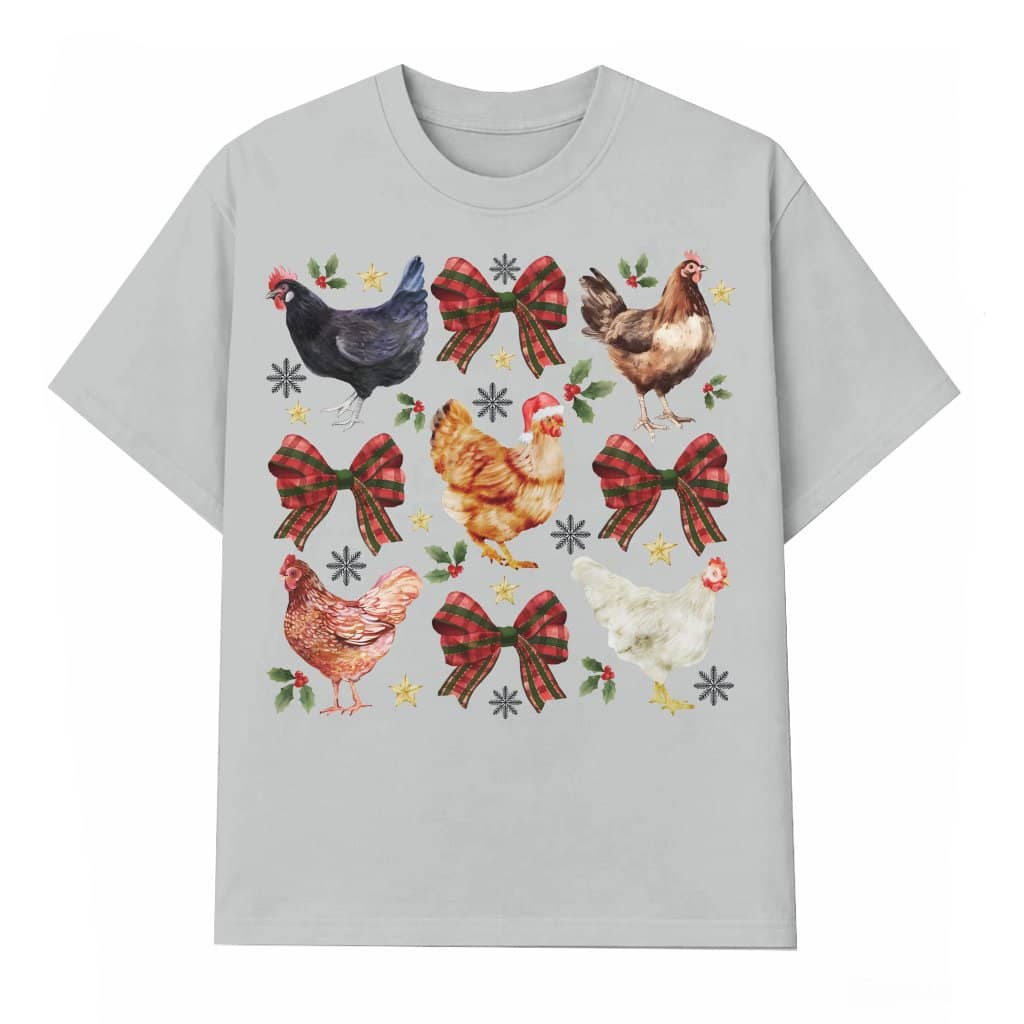 Chicken Coquette Bow T-shirt – Christmas Gift for Hen Lover Cute Trendy Farm