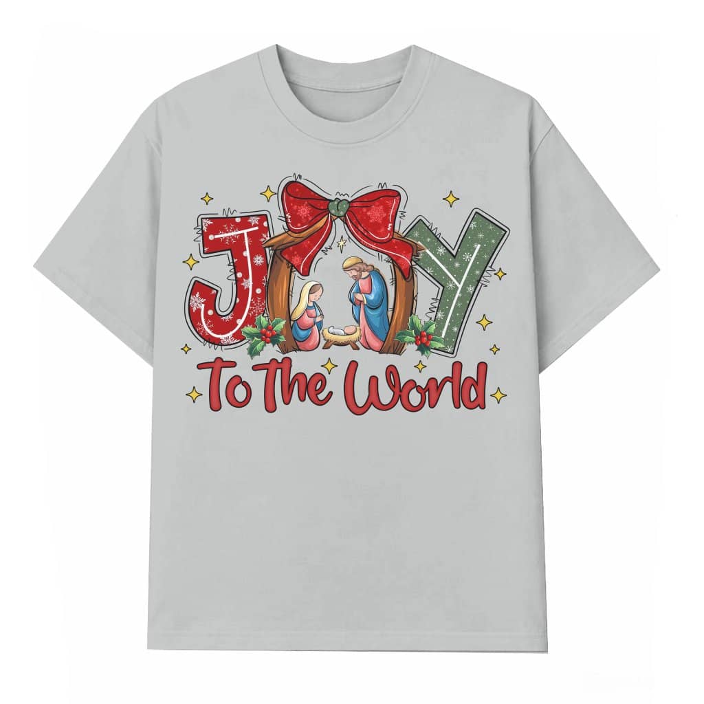 Coquette Jesus Joy To The World T-shirt – Christmas Gift for Christians Trendy