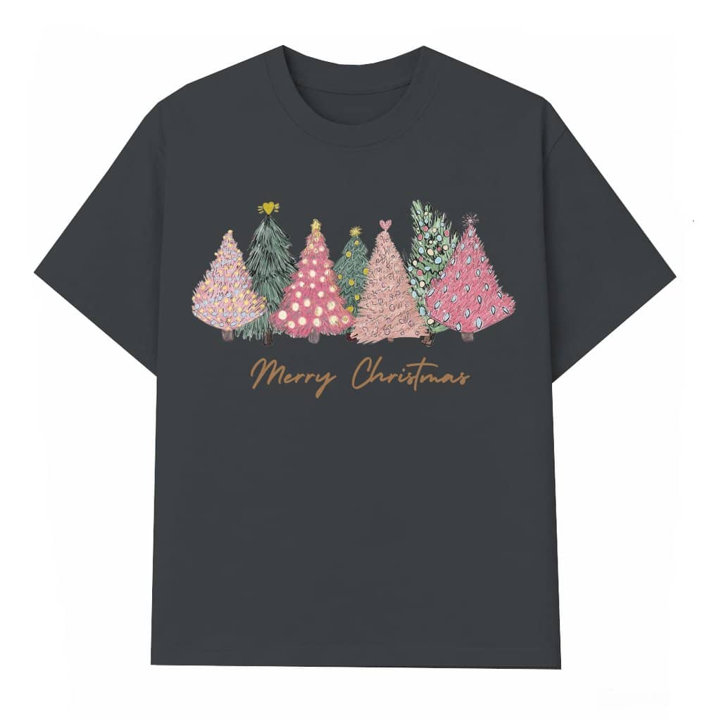 Pink Tree T-shirt – Christmas Gift for Women Trendy Crewneck