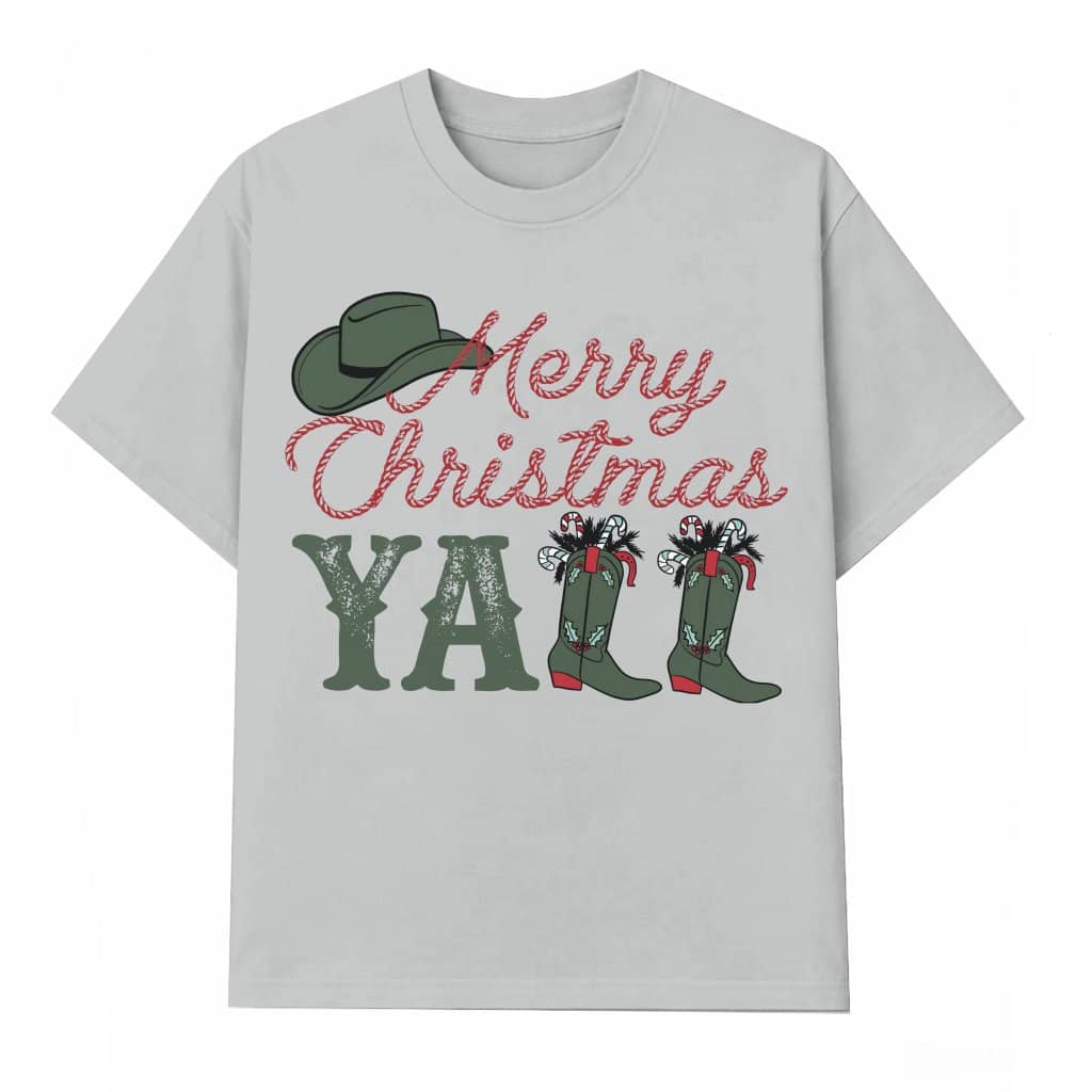 Cowboy Merry Christmas Yall T-shirt – Christmas Gift Vintage Retro Western