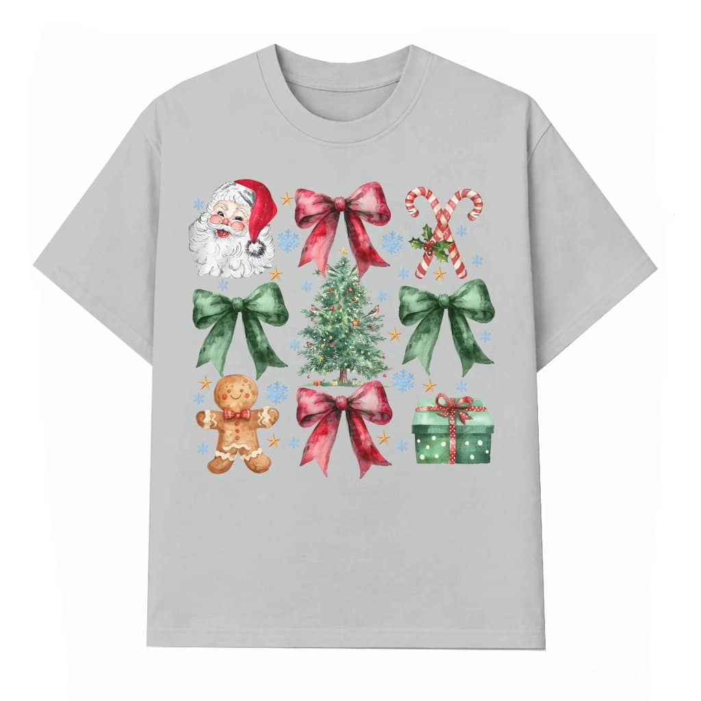 Coquette Christmas Bow T-shirt – Christmas Holiday Gift for Women