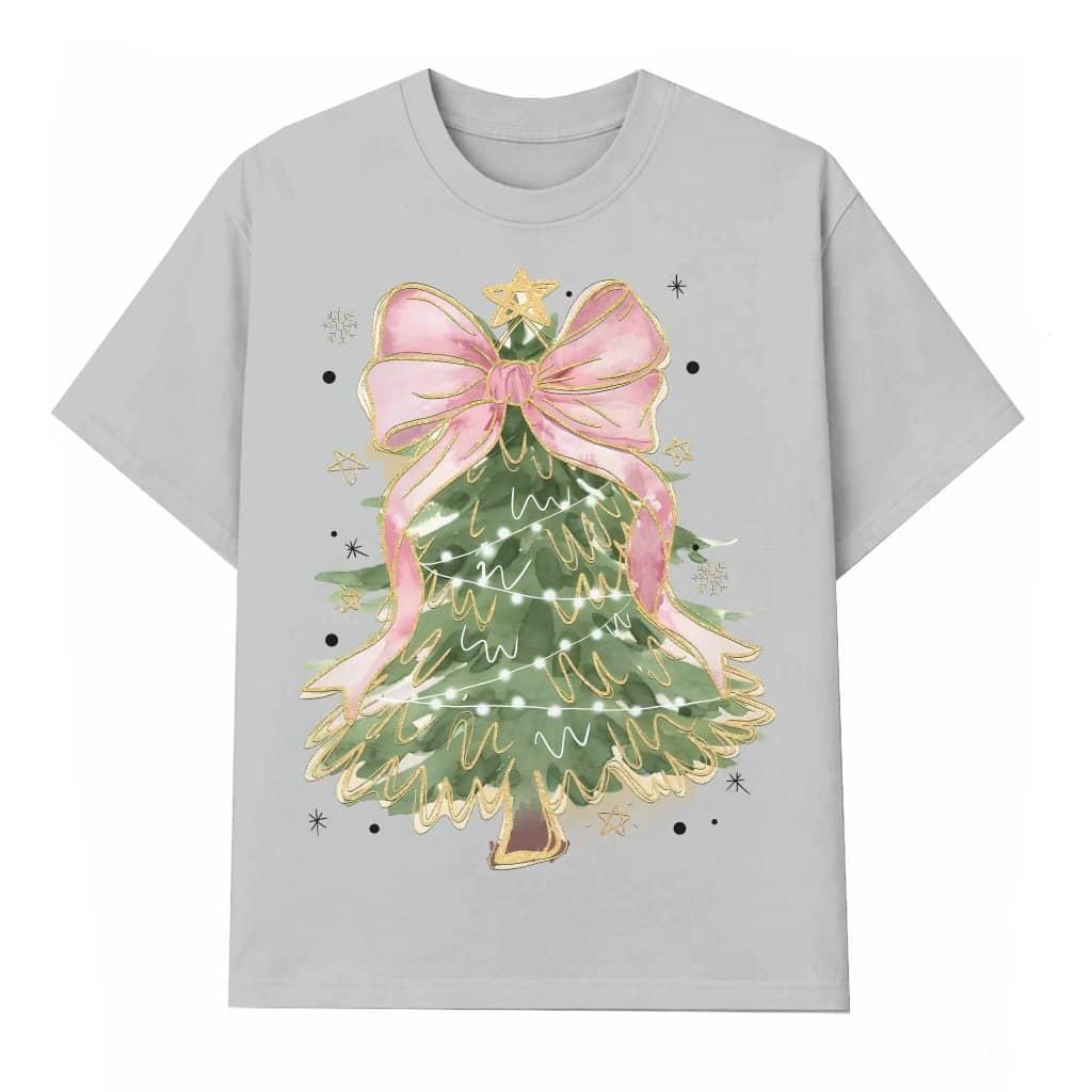 Christmas Tree Bow T-shirt – Christmas Gift for Women Coquette Style