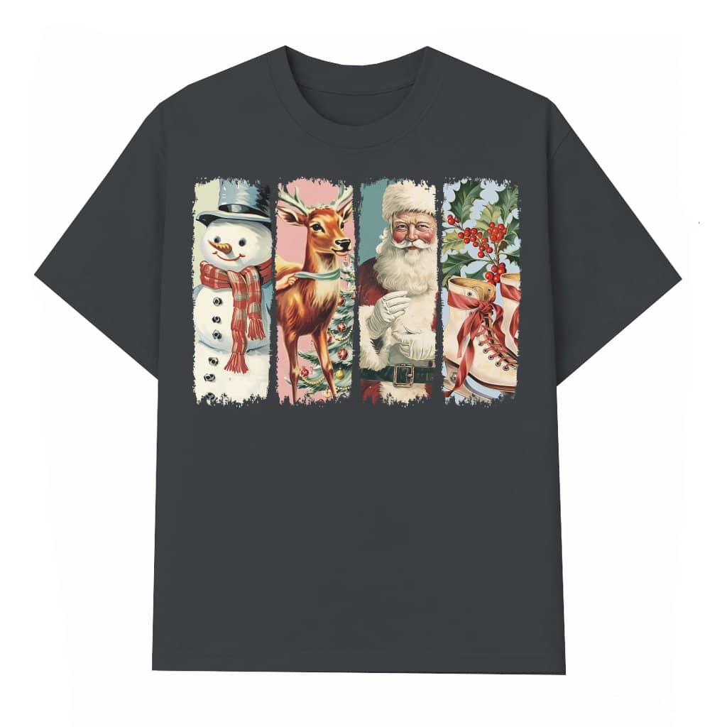 Retro Santa Snowman T-shirt – Christmas Holiday Gift for Men Women
