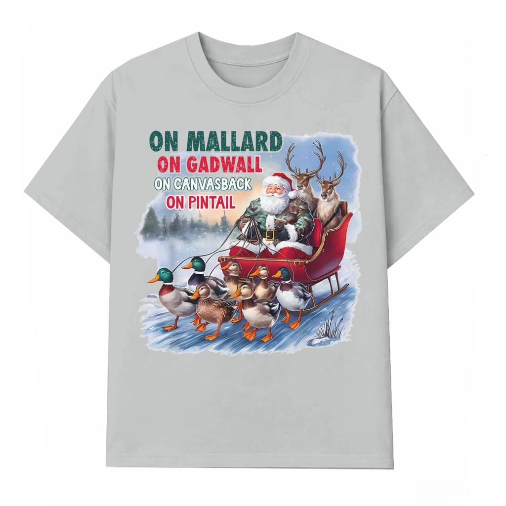 Funny Duck Hunting Santa T-shirt – Christmas Gift for Men Women