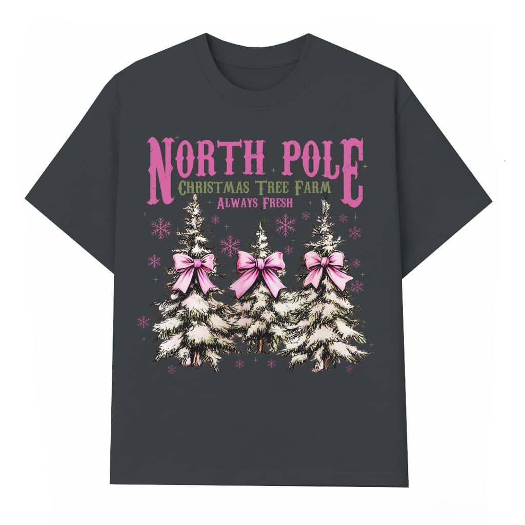 Christmas Tree T-shirt – Christmas Gift for Women Cute Festive Bow Print