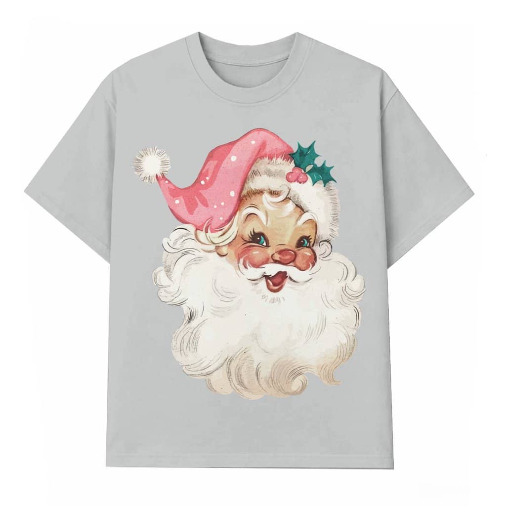 Pink Santa T-shirt – Family Christmas Gift for Women Retro Funny