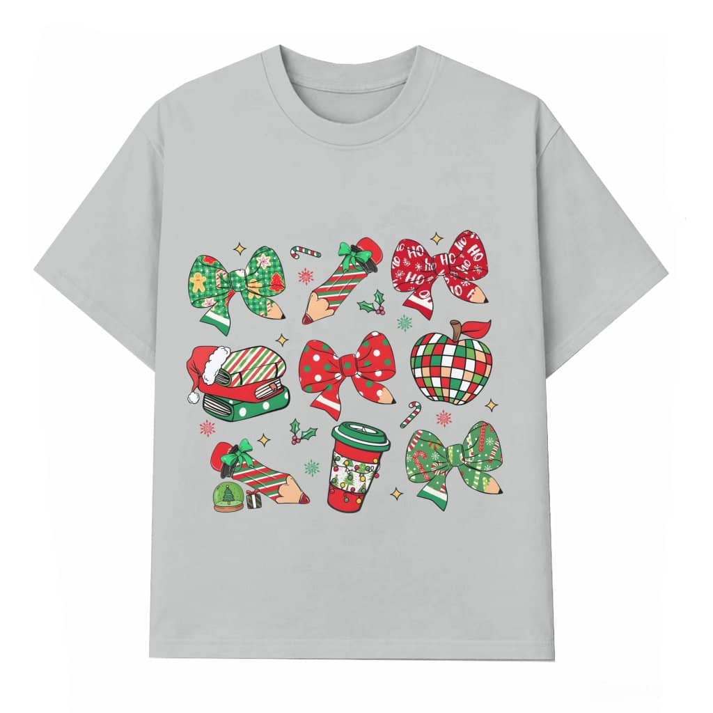 Cute Pencil Bow T-shirt – Christmas Gift for Teacher