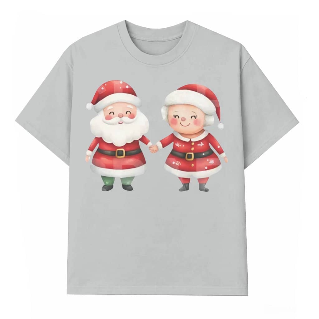 Santa and Mrs. Claus T-shirt – Christmas Gift for Couple Festive Adorable