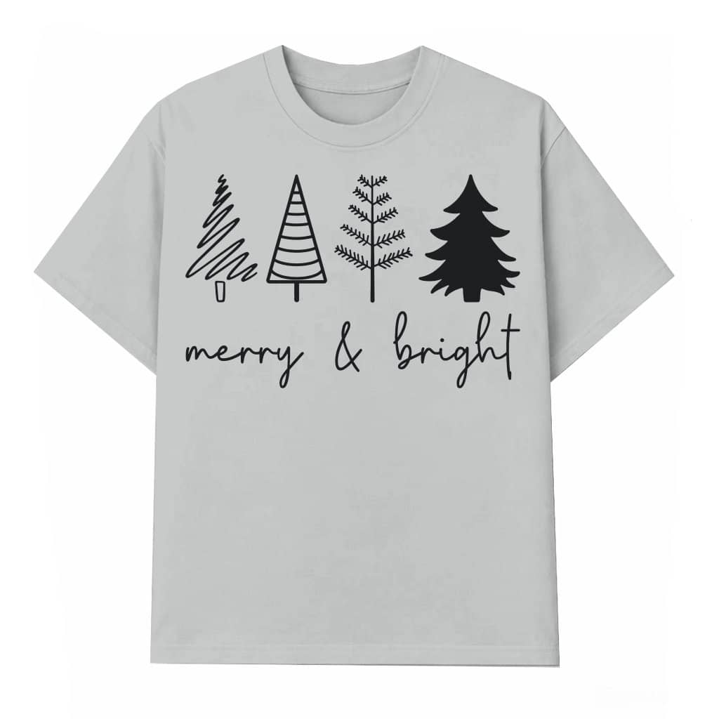 Merry and Bright Christmas Trees T-shirt – Christmas Gift for Women Trendy Cute