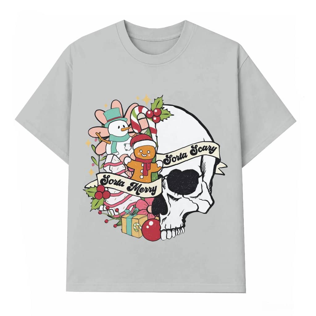 Sorta Merry Sorta Scary Skeleton T-shirt – Christmas Gift Funny Sarcastic