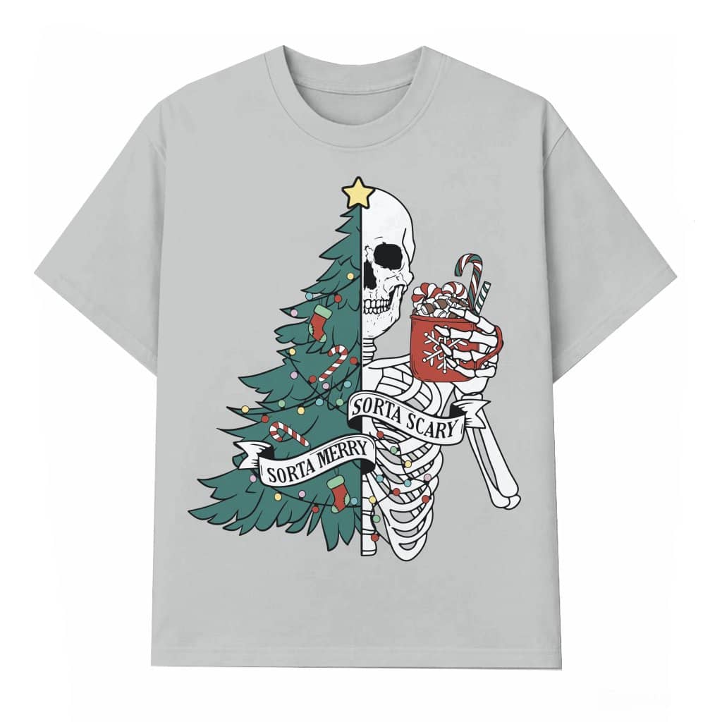 Funny Sorta Merry Sorta Scary Skeleton T-shirt – Christmas Gift
