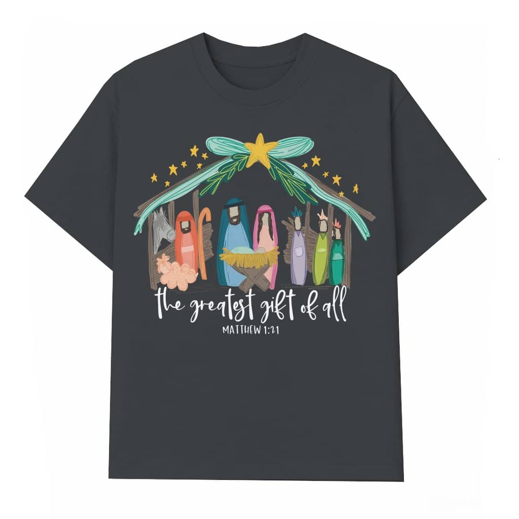 Nativity Scene Jesus T-shirt – Christian Christmas Gift for Her
