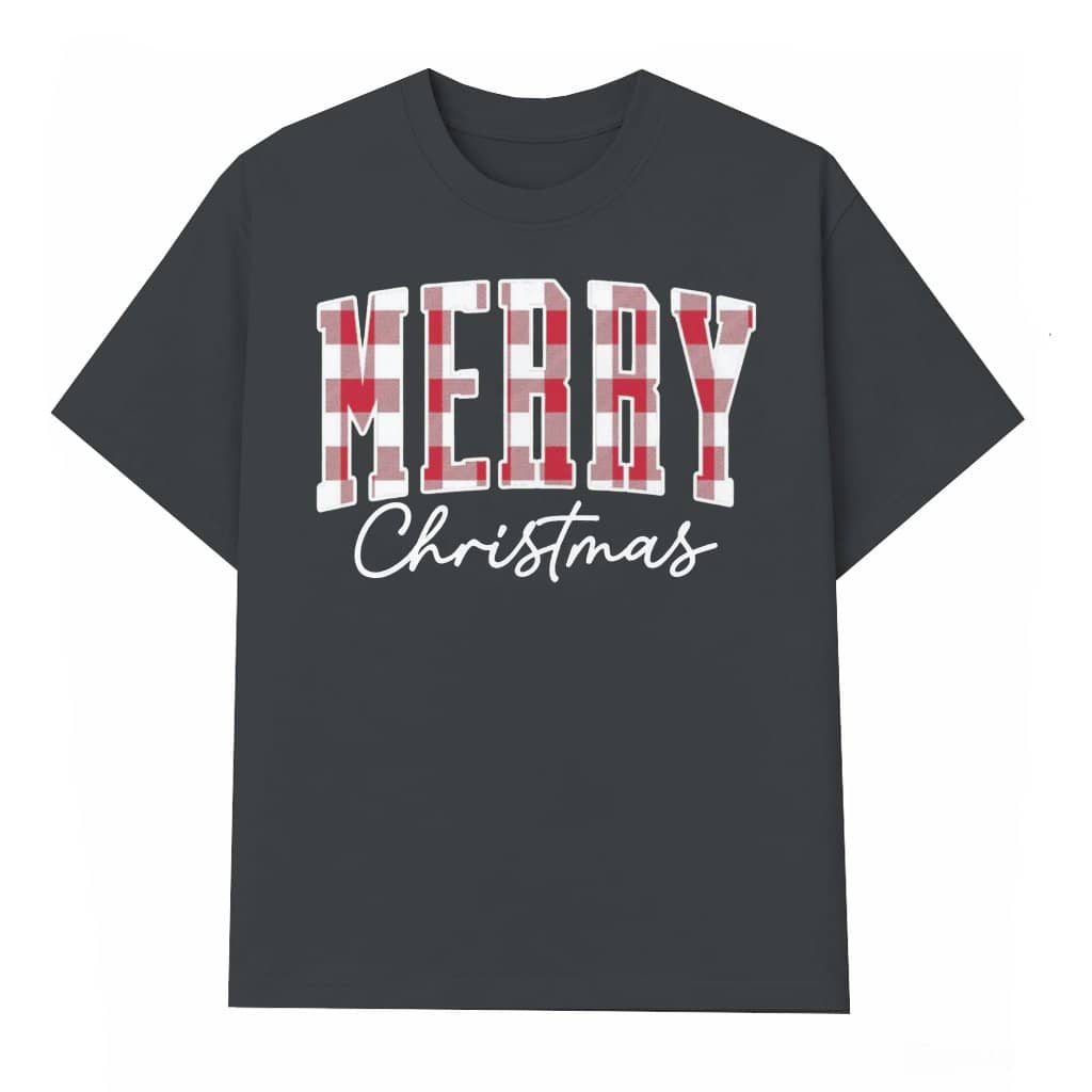 Merry Christmas Buffalo Plaid T-shirt – Christmas Gift for Family