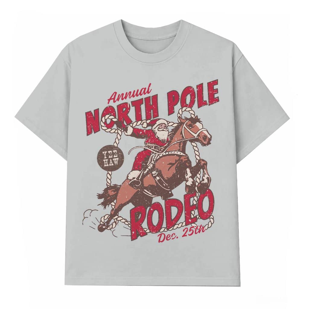 North Pole Rodeo T-shirt – Funny Christmas Gift Vintage Cowboy Santa