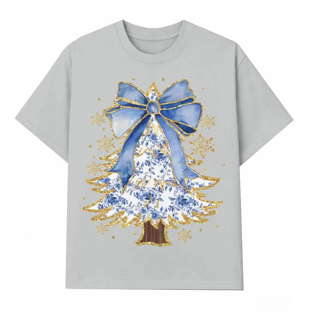 Christmas Tree Bow T-shirt – Christmas Gift for Women Festive