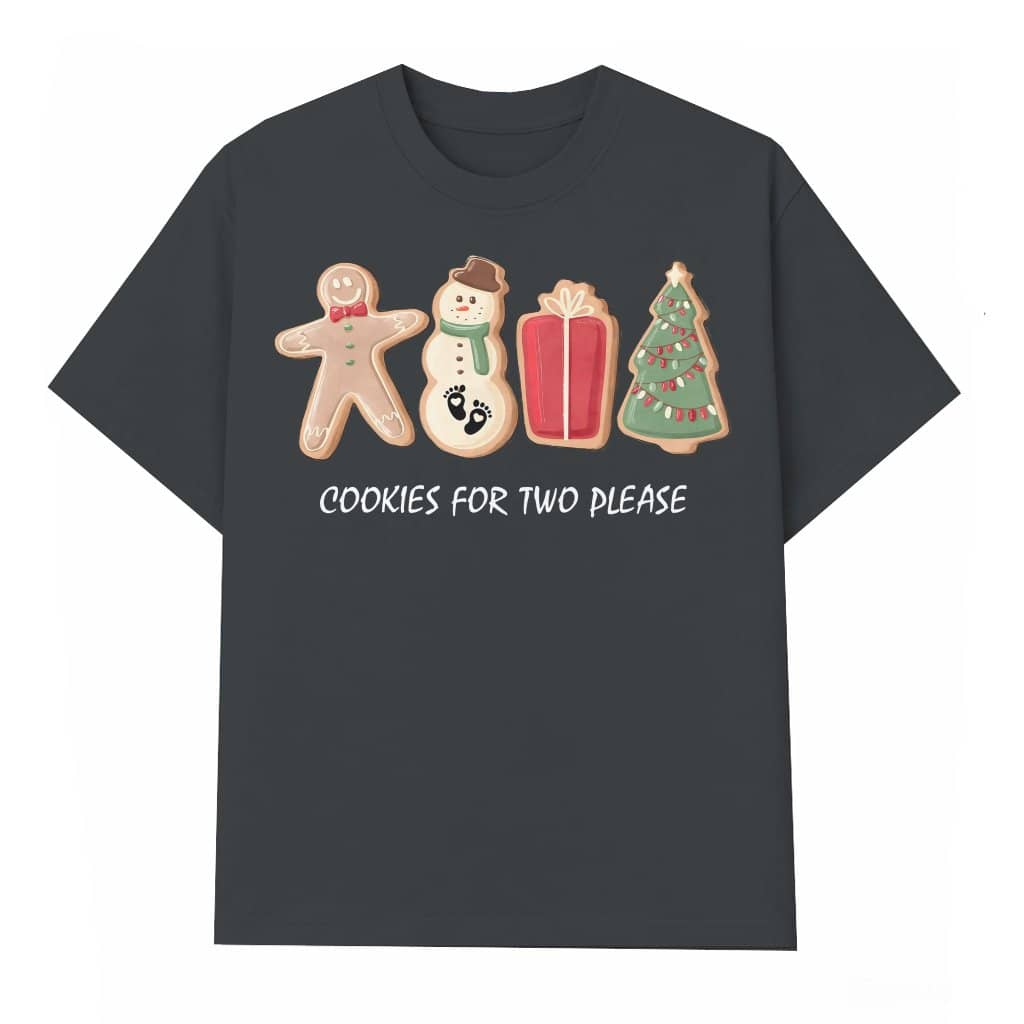 Christmas Cookies For Two T-shirt – Christmas Pregnancy Announcement Gift for Expecting Parents Cute