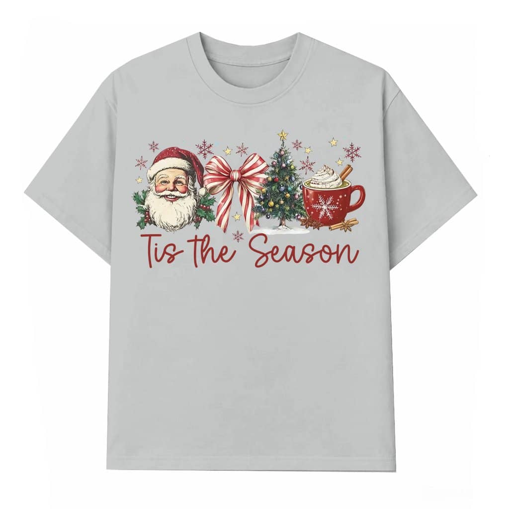 Coquette Bow Tis The Season T-shirt – Christmas Gift for Her Retro
