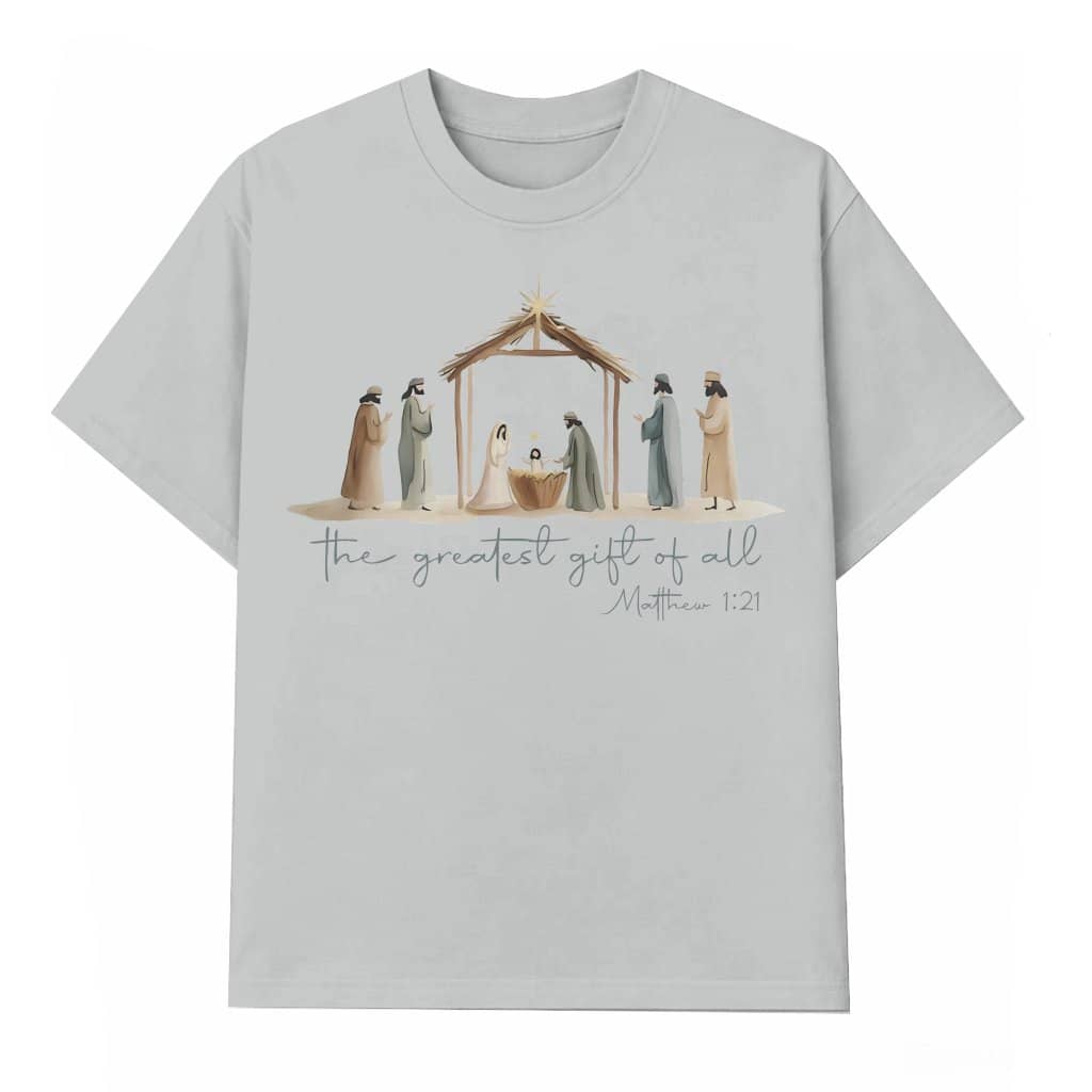 Adore Him Nativity Scene T-shirt – Christmas Christian Watercolor Gift