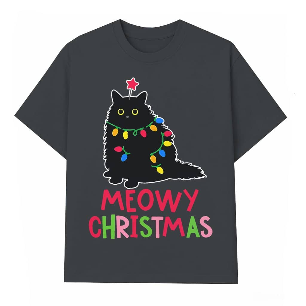 Meowy Christmas T-shirt – Christmas Gift for Cat Lover Funny