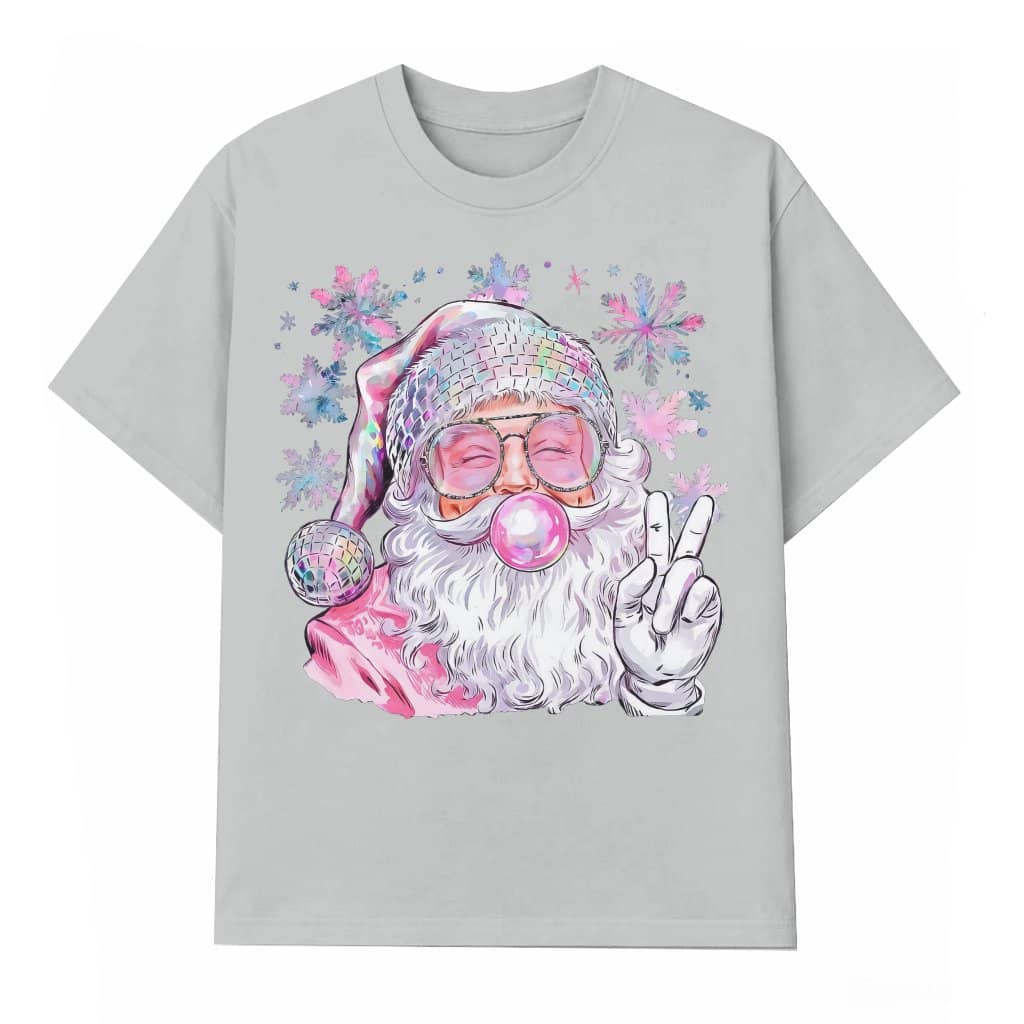 Funny Retro Santa Blowing Bubble T-shirt – Christmas Gift for Him Her Vintage