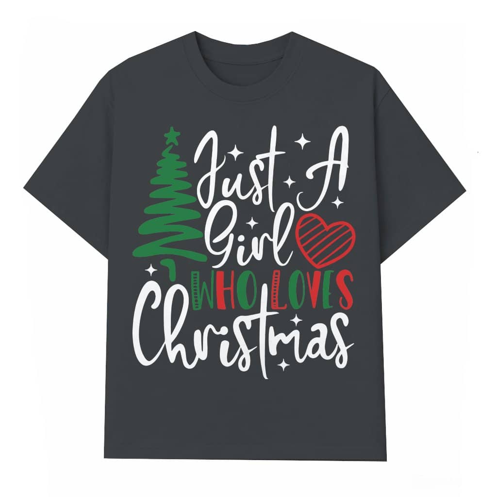Just A Girl Christmas Tree T-shirt – Christmas Gift for Girl Cute Trendy