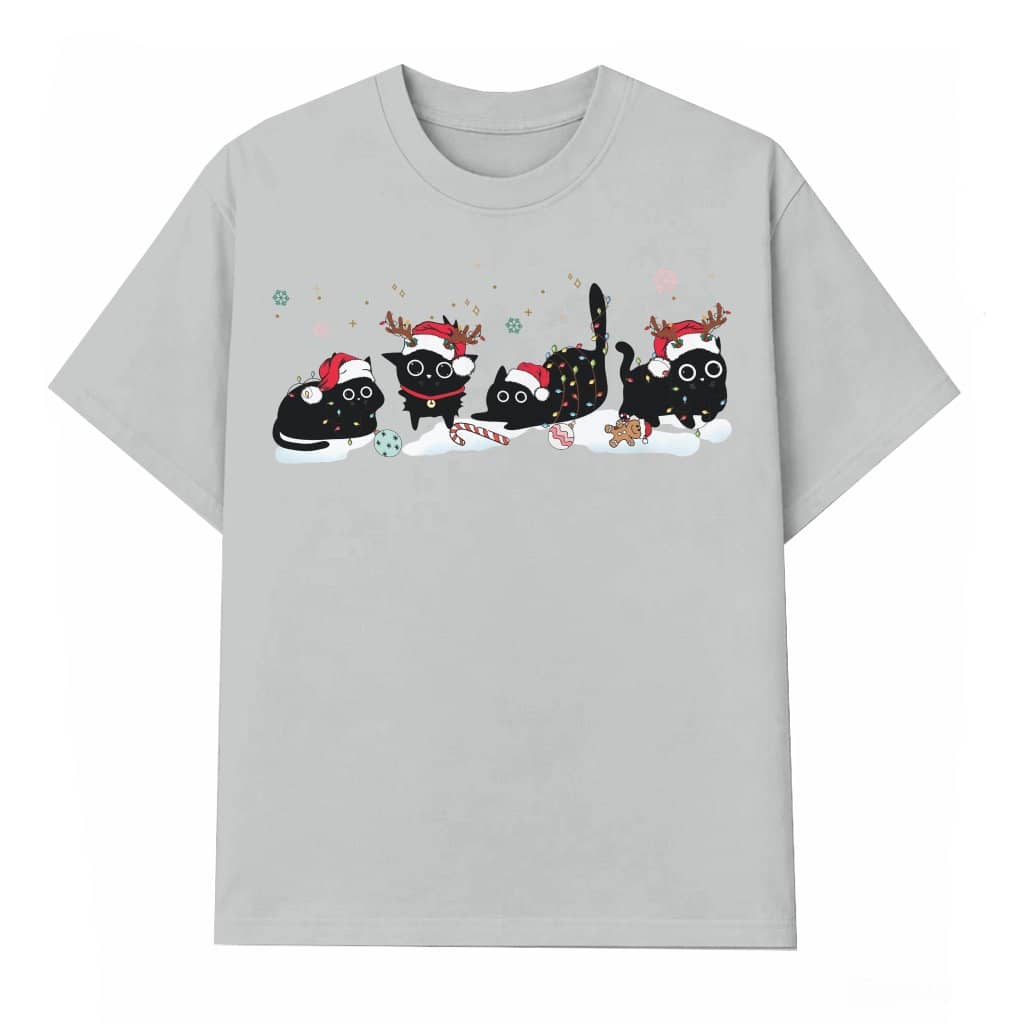 Meowy Christmas Cat T-shirt – Christmas Gift for Cat Lover Funny