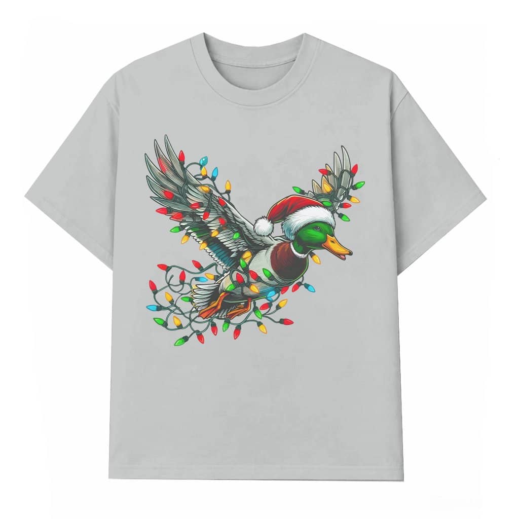 Flying Christmas Lights Mallard T-shirt – Christmas Gift for Duck Hunter Funny