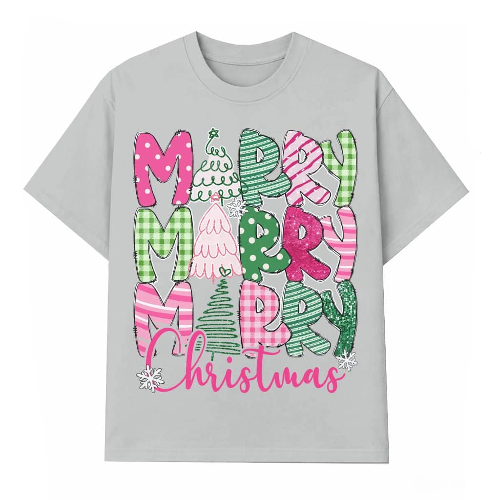 Merry Christmas T-shirt – Christmas Gift for Women Festive Colorful