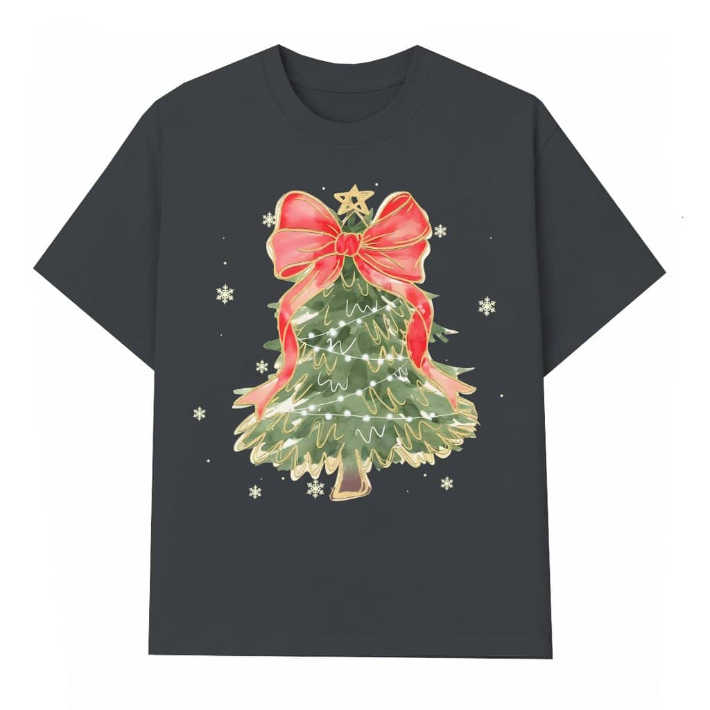 Camo Coquette Christmas Tree Bow T-shirt – Christmas Holiday Gift Vintage Hunting