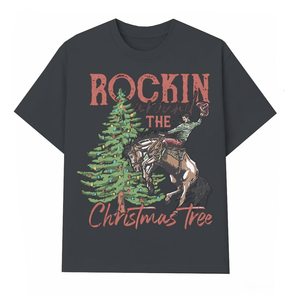 Retro Western Cowboy Christmas Tree T-shirt – Christmas Gift Vintage
